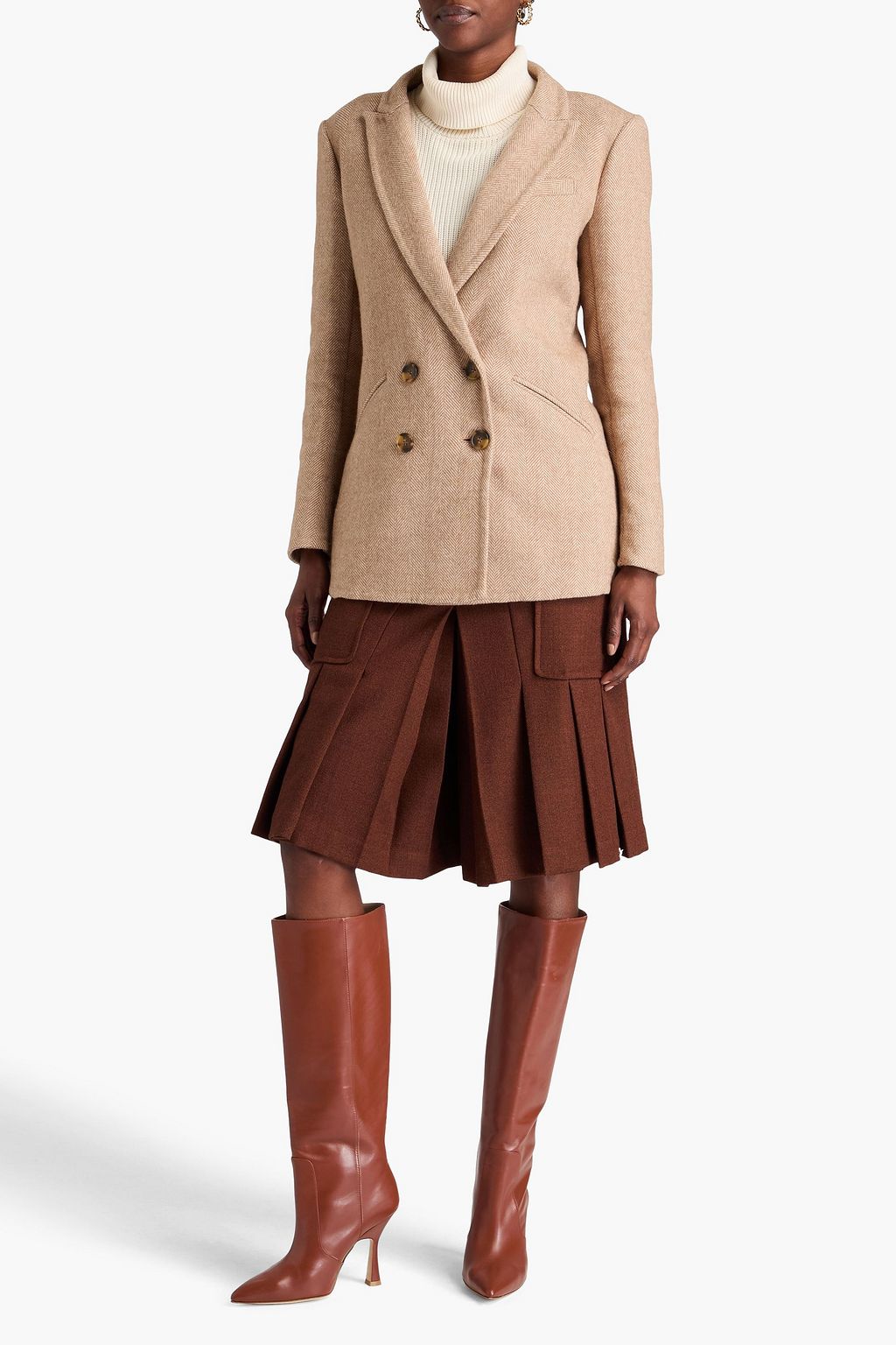 VERONICA BEARD Oria double-breasted herringbone wool-blend blazer