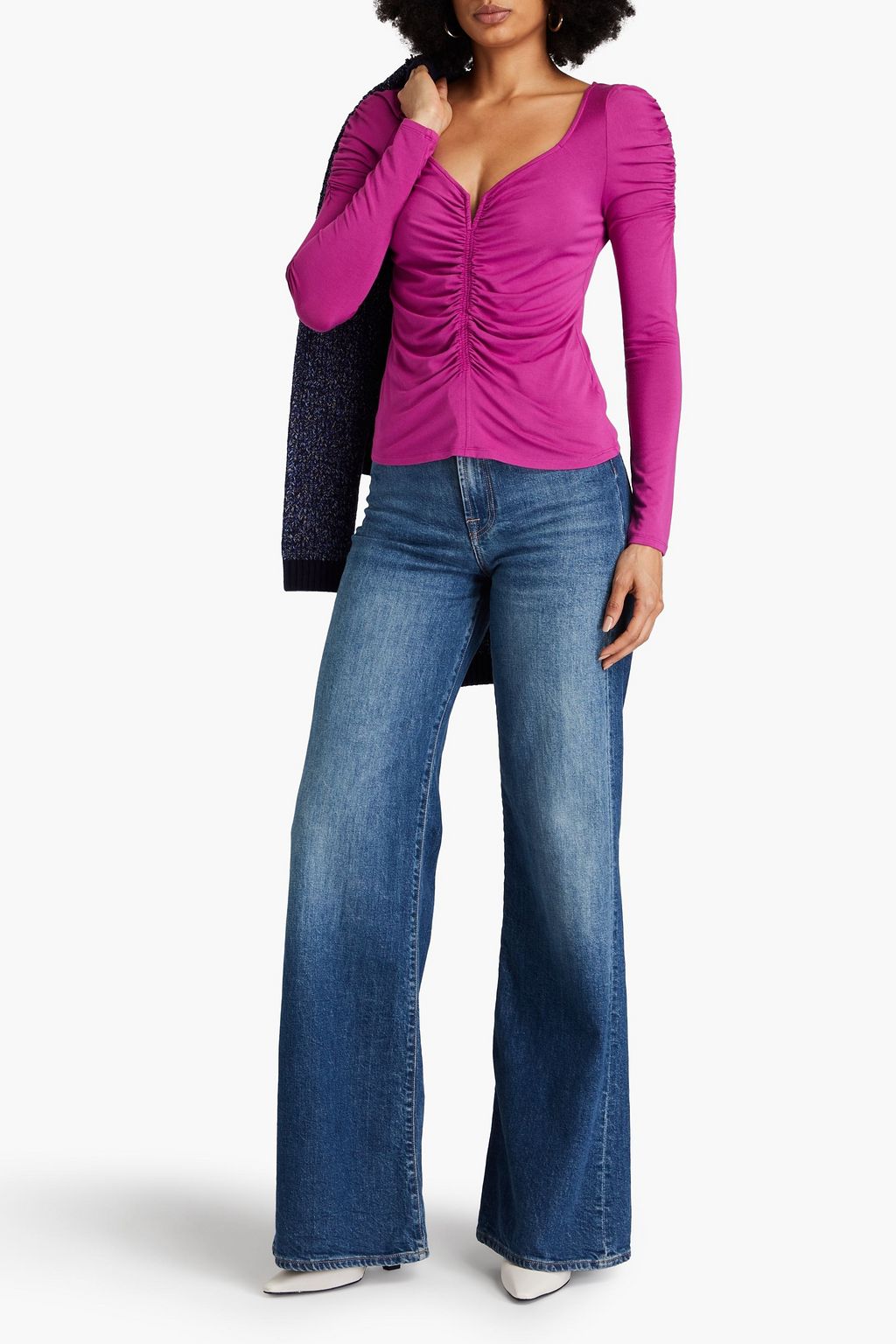 VERONICA BEARD Priyanka ruched stretch-modal jersey top