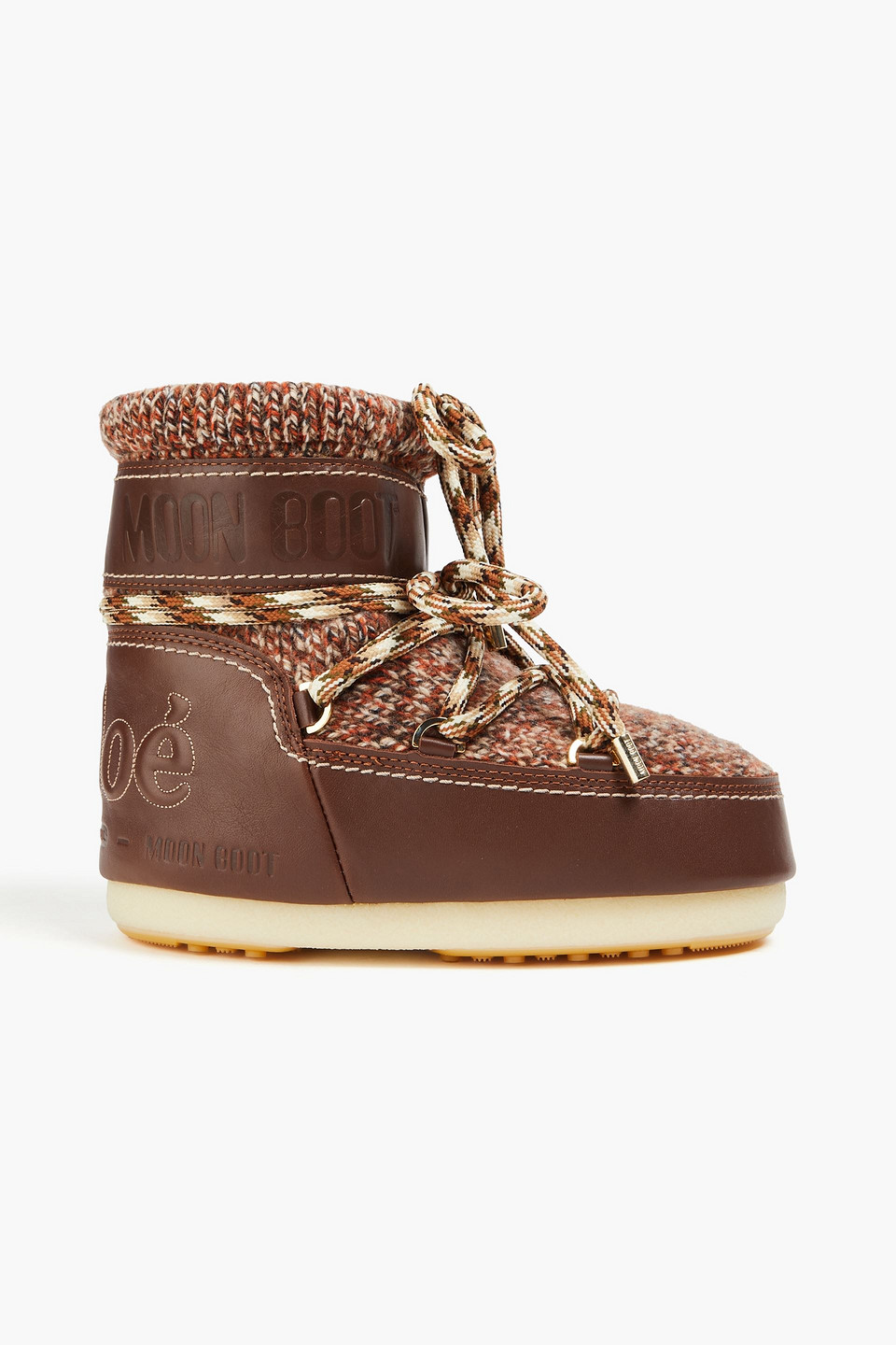 Chloé Wool And Leather Snow Boots In Schokolade