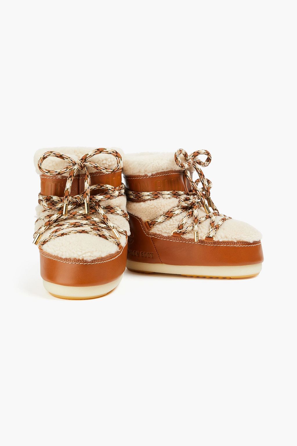 CHLOÉ X MOON BOOT Embroidered shearling and leather snow boots