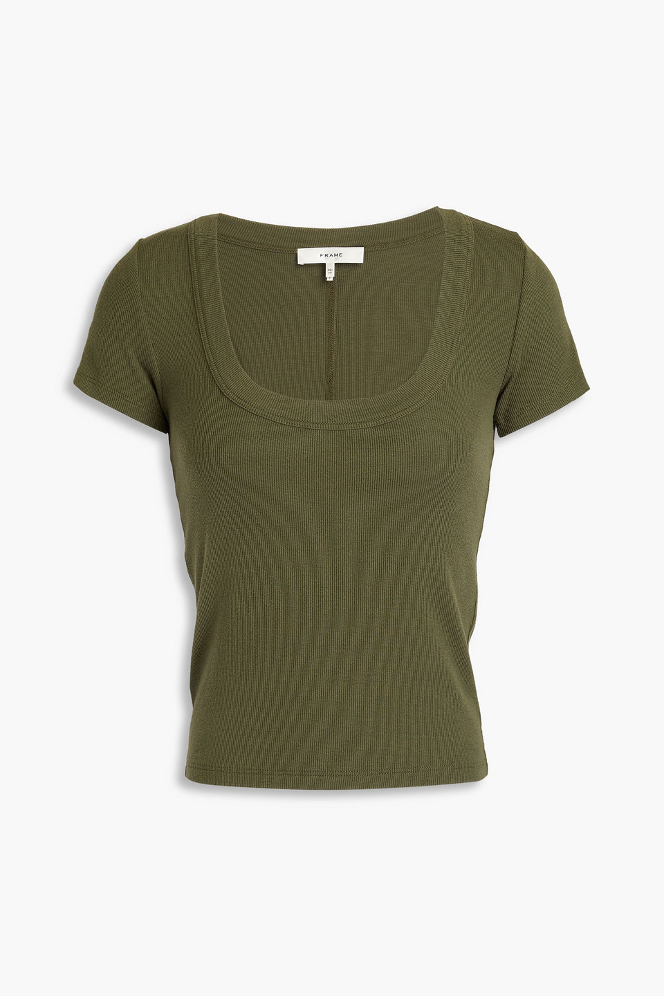 Frame Ribbed Stretch-modal Jersey T-shirt In Military-grün