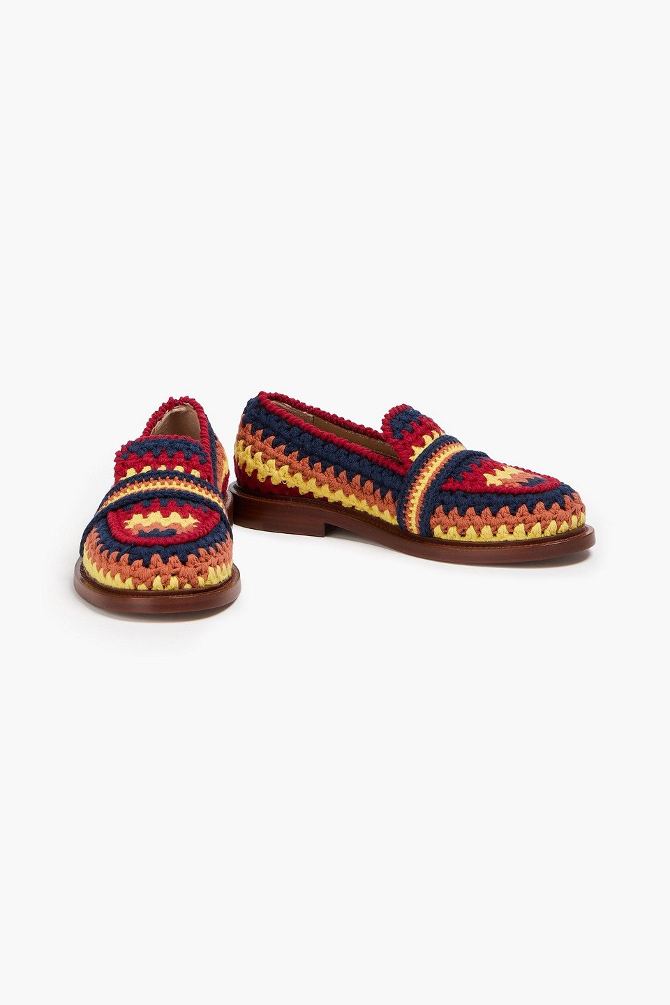 Chloé Woody Crochet Loafers In Red