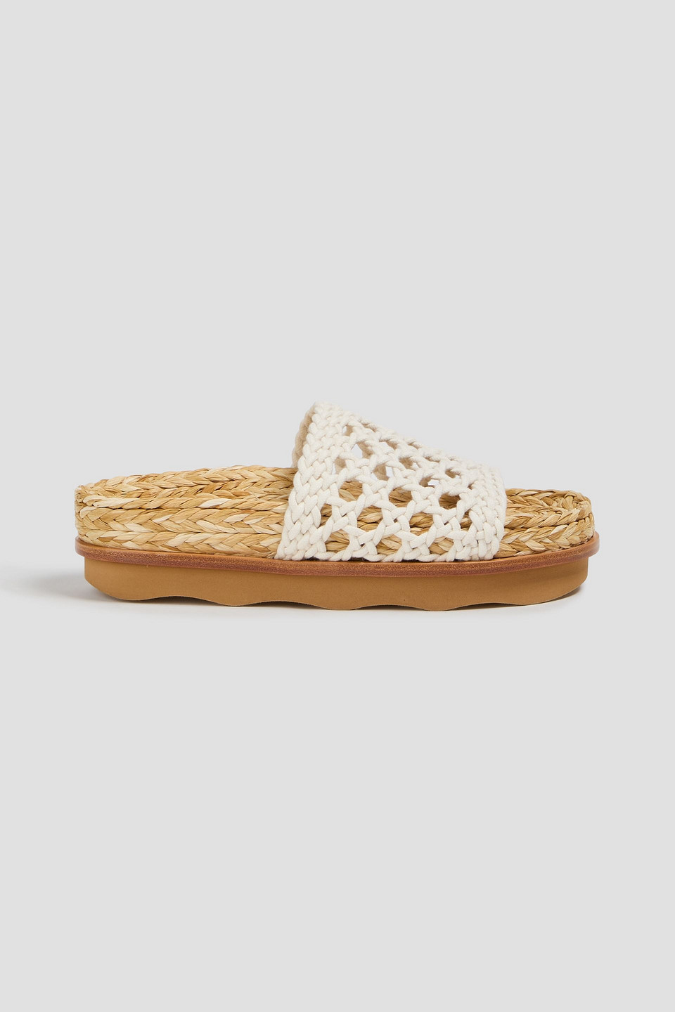 Chloé Wavy Crocheted Platform Slides In Ivory