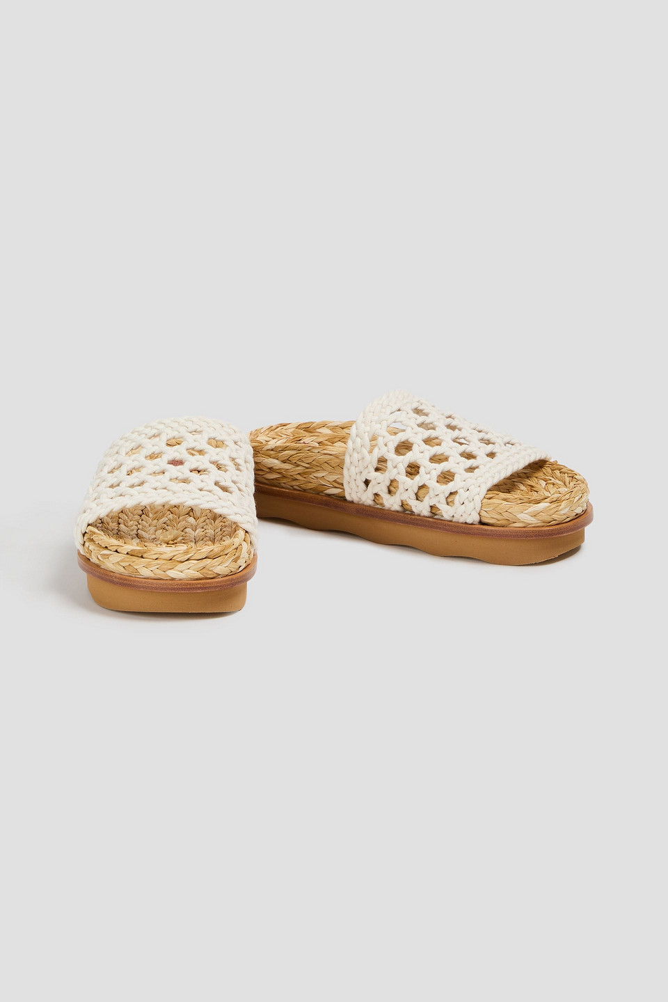 Chloé Wavy Crocheted Platform Slides In Ivory
