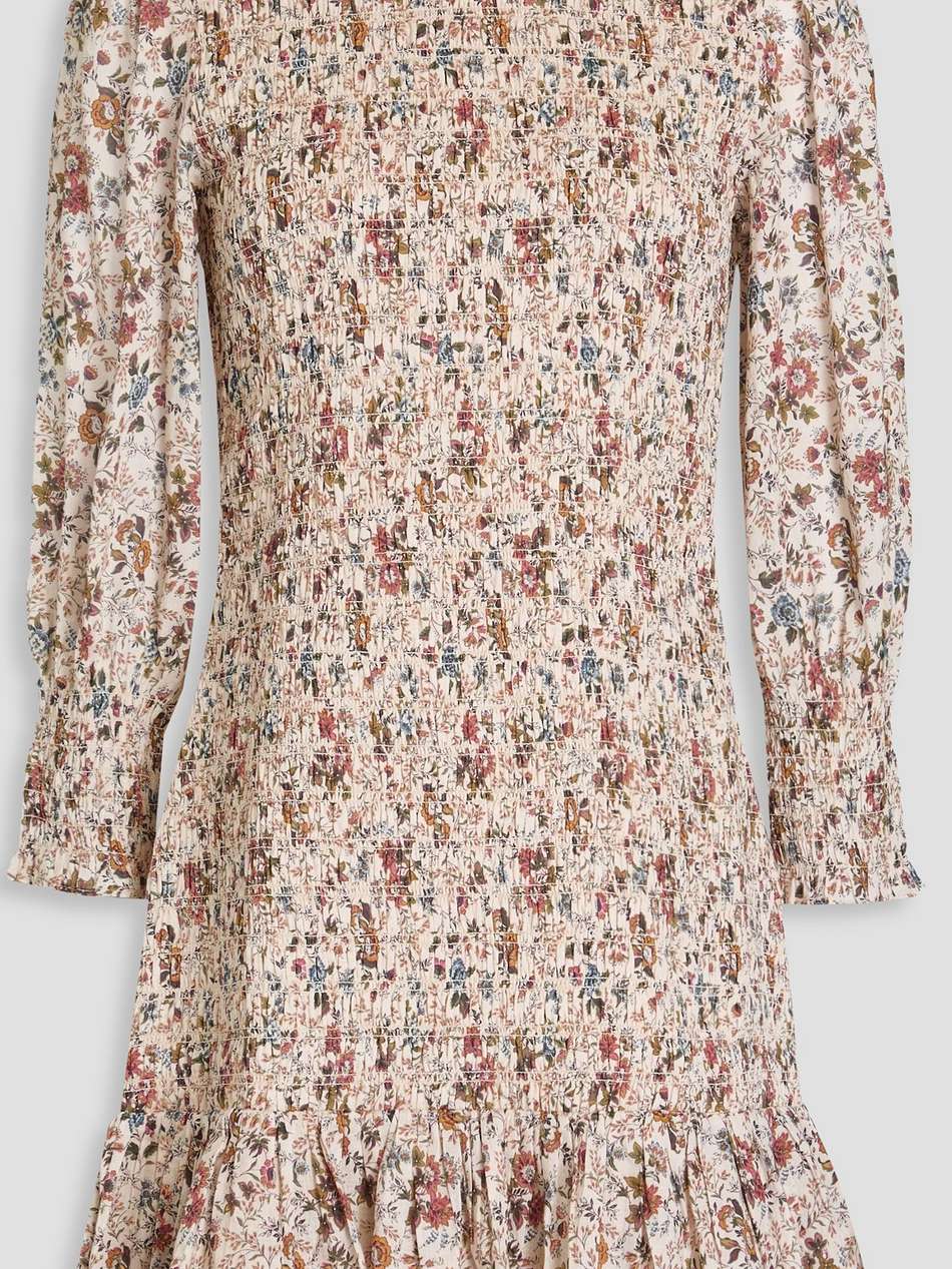 farha floral-print shirred cotton-voile mini dress