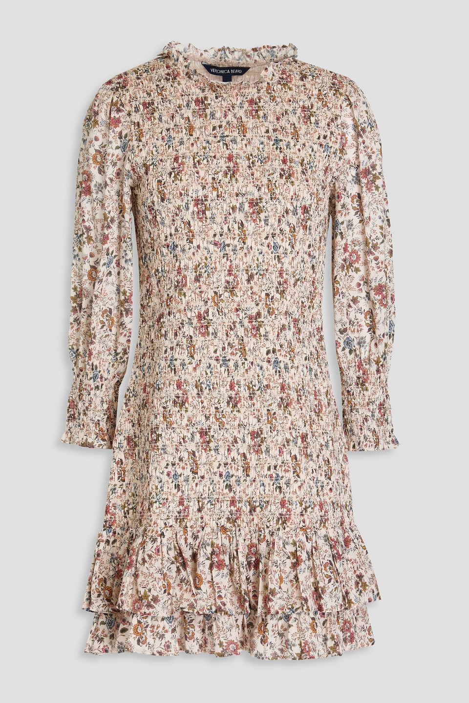 Farha floral-print shirred cotton-voile mini dress