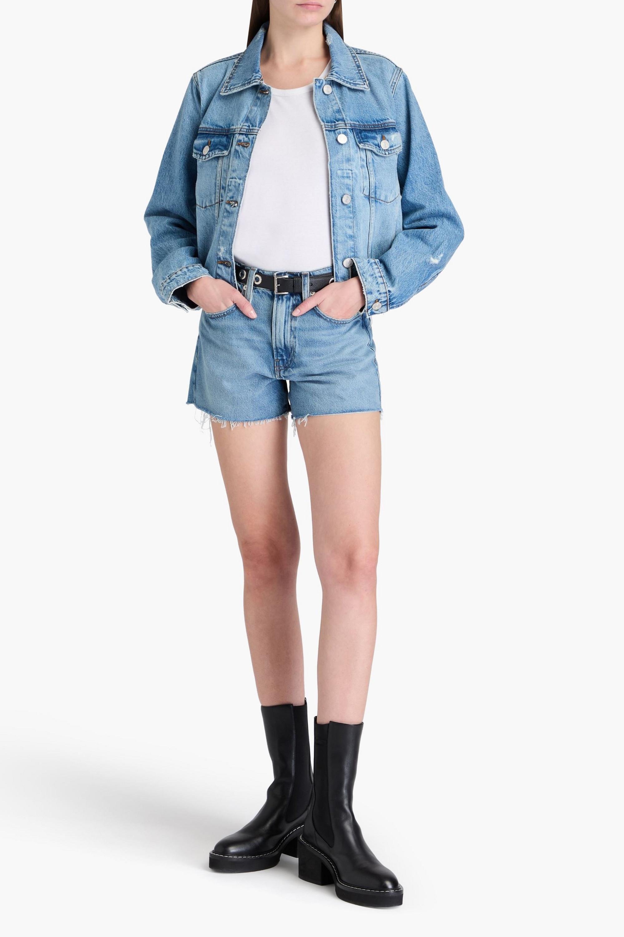 FRAME Distressed denim jacket