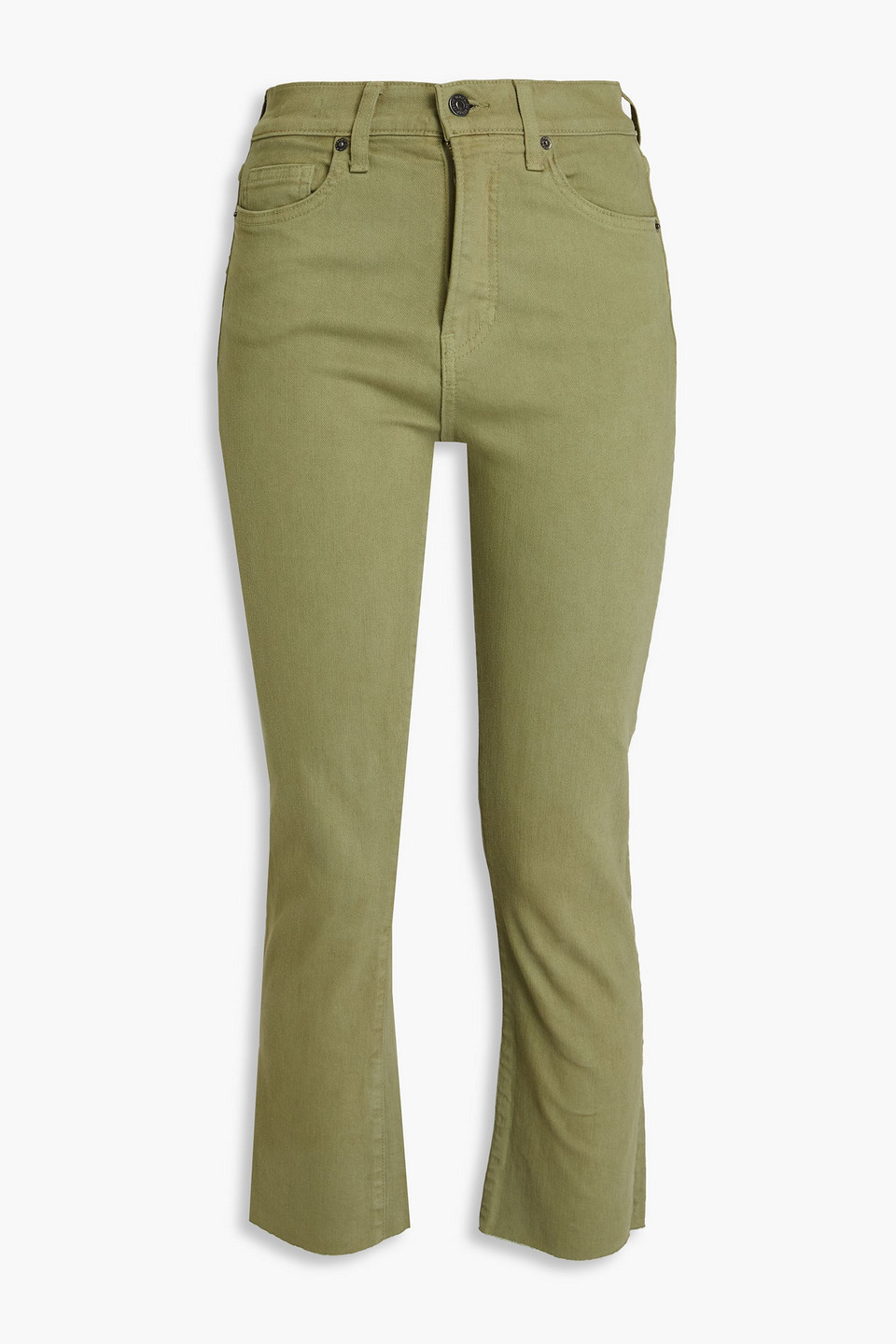Veronica Beard Cropped High-rise Kick-flare Jeans In Green