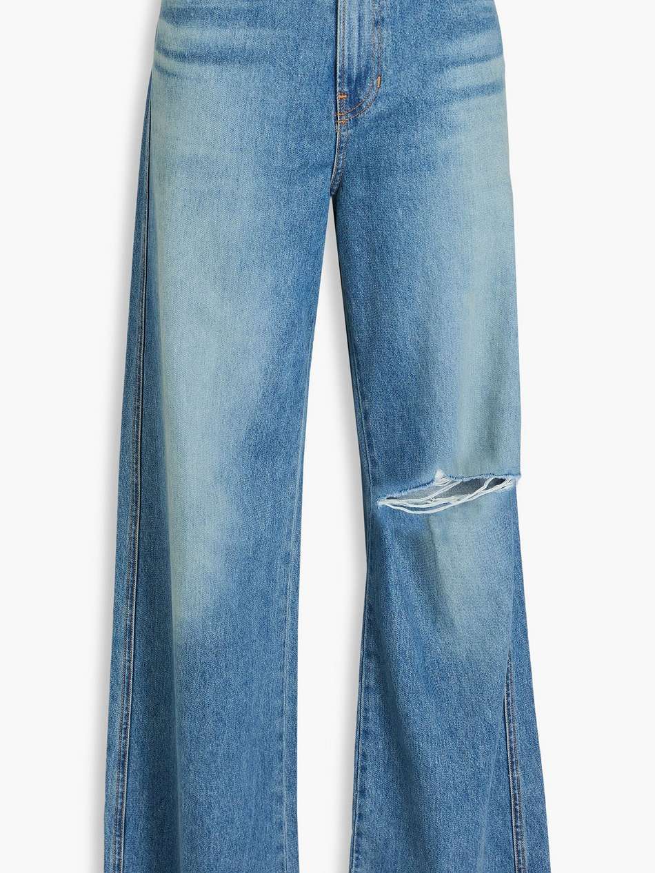 distressed high-rise wide-leg jeans