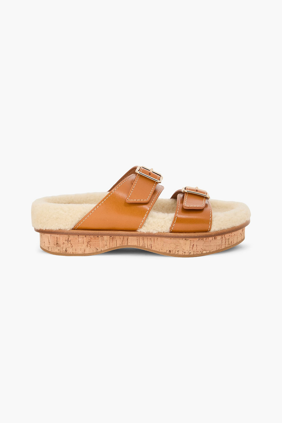 Chloé - Marah shearling-lined leather sandals - Brown - EU 37
