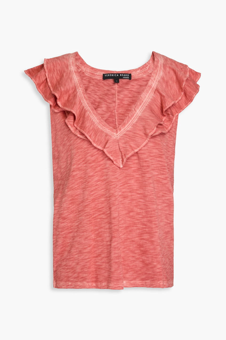 Veronica Beard Ellerie Ruffled Pima Cotton-jersey Top In Antique Rose