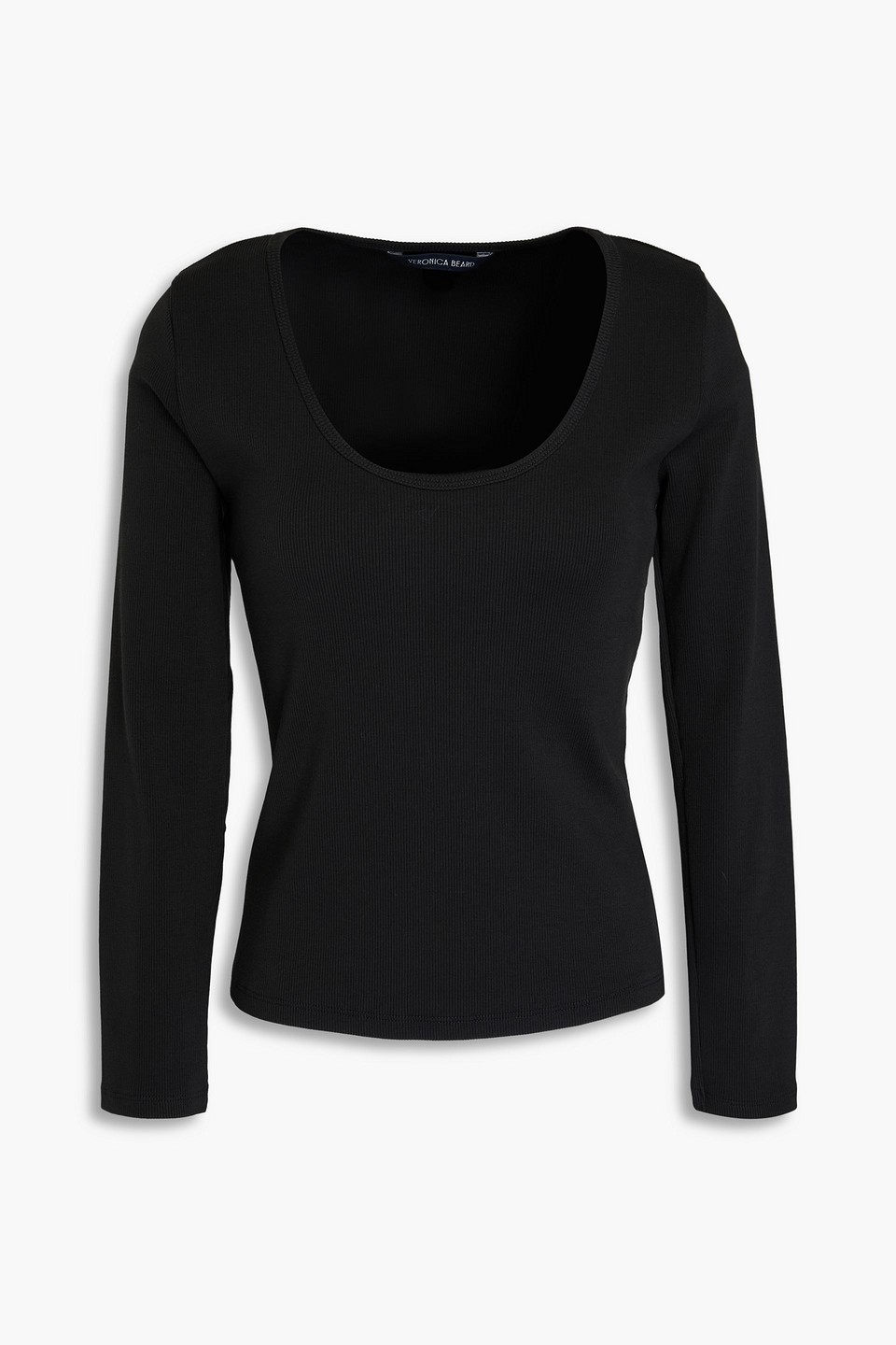 Veronica Beard Calabra Ribbed Pima Cotton-jersey Top In Black