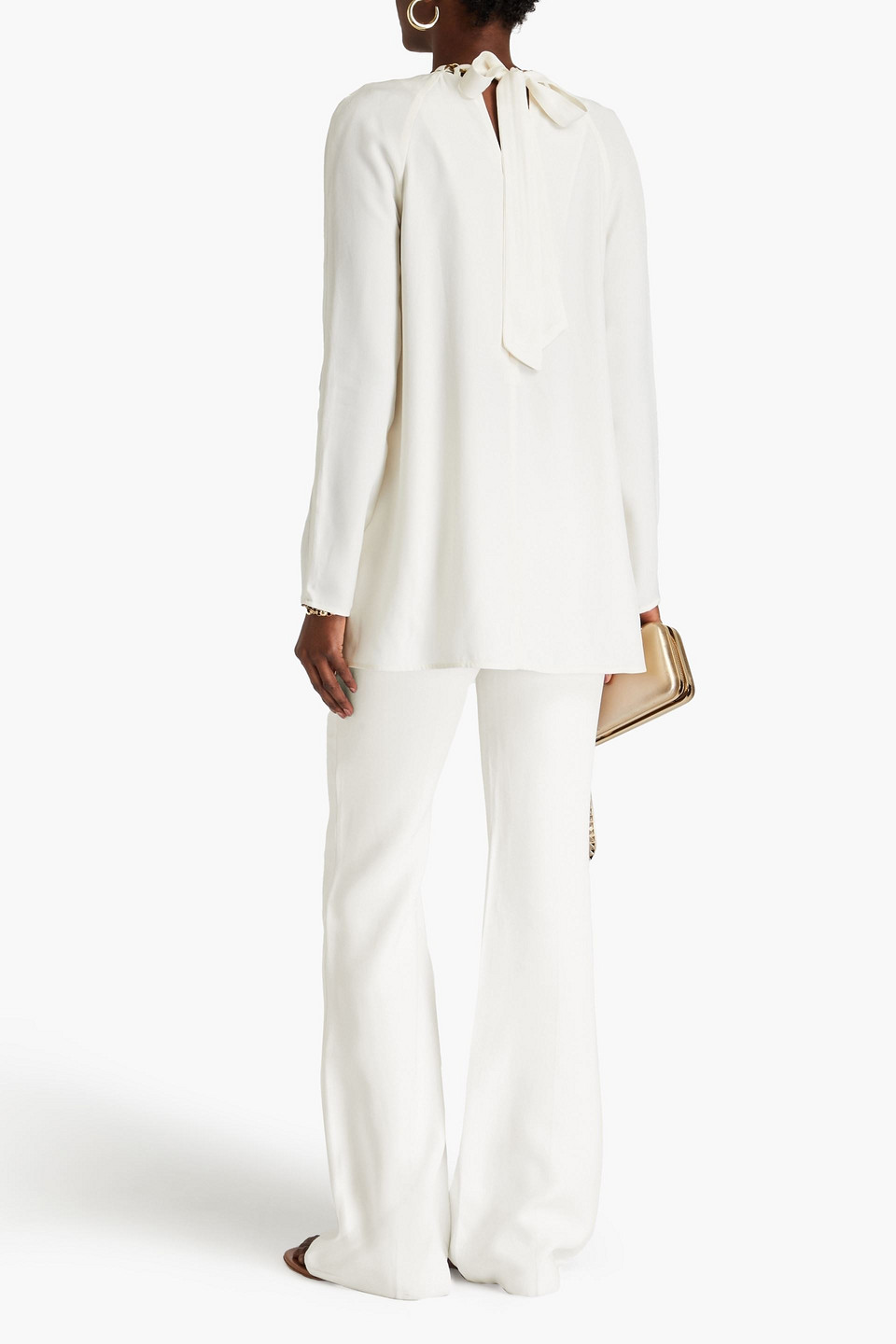 Zimmermann Chain-embellished Cutout Crepe Tunic In Ivory
