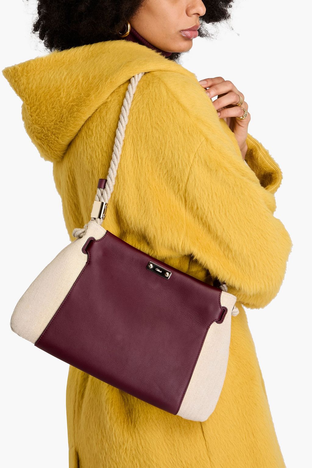 CHLOÉ Key two-tone twill and leather shoulder bag