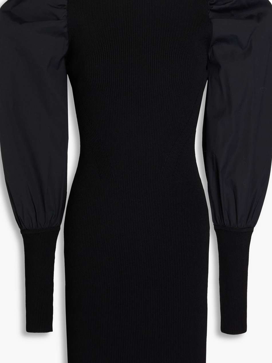 wilkin ribbed-knit and stretch-cotton poplin mini dress