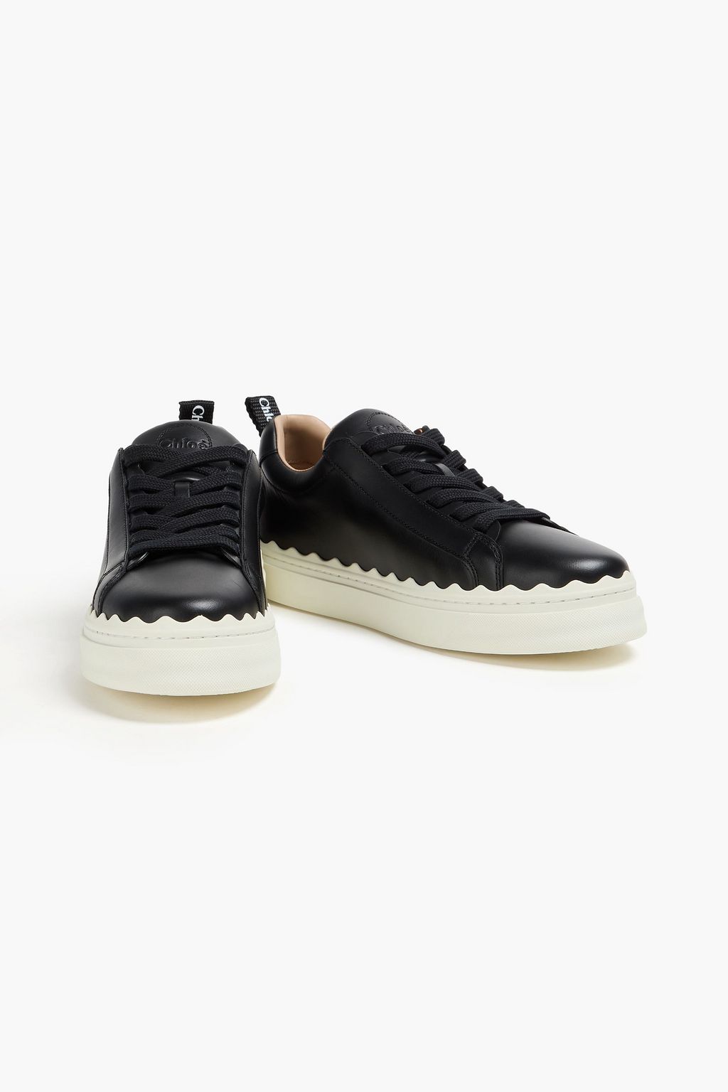 CHLOÉ Lauren scalloped leather sneakers