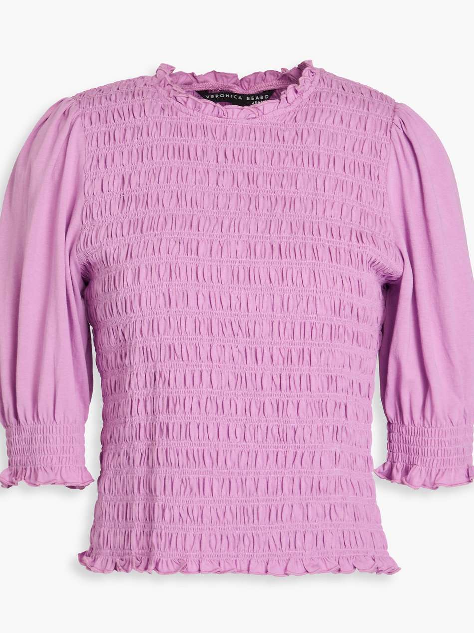 langston shirred cotton-jersey top