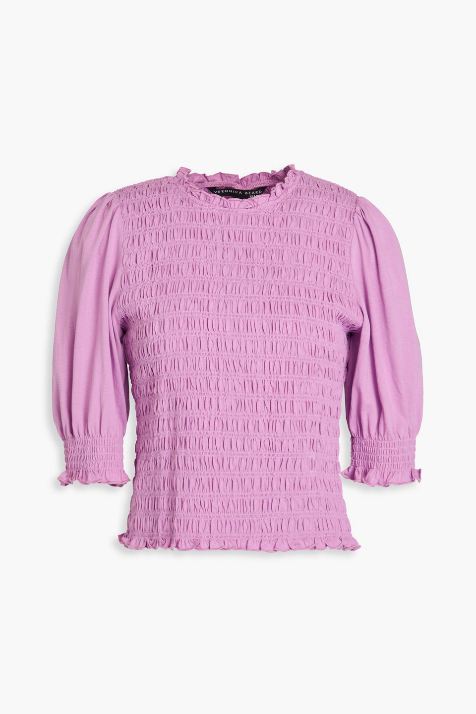 Veronica Beard Langston Shirred Cotton-jersey Top In Fliederfarben