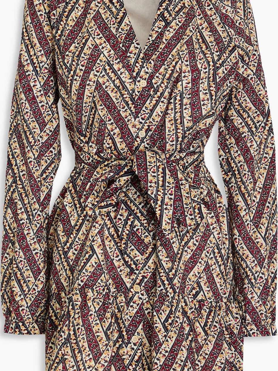 georgia belted printed cotton-mousseline mini shirt dress