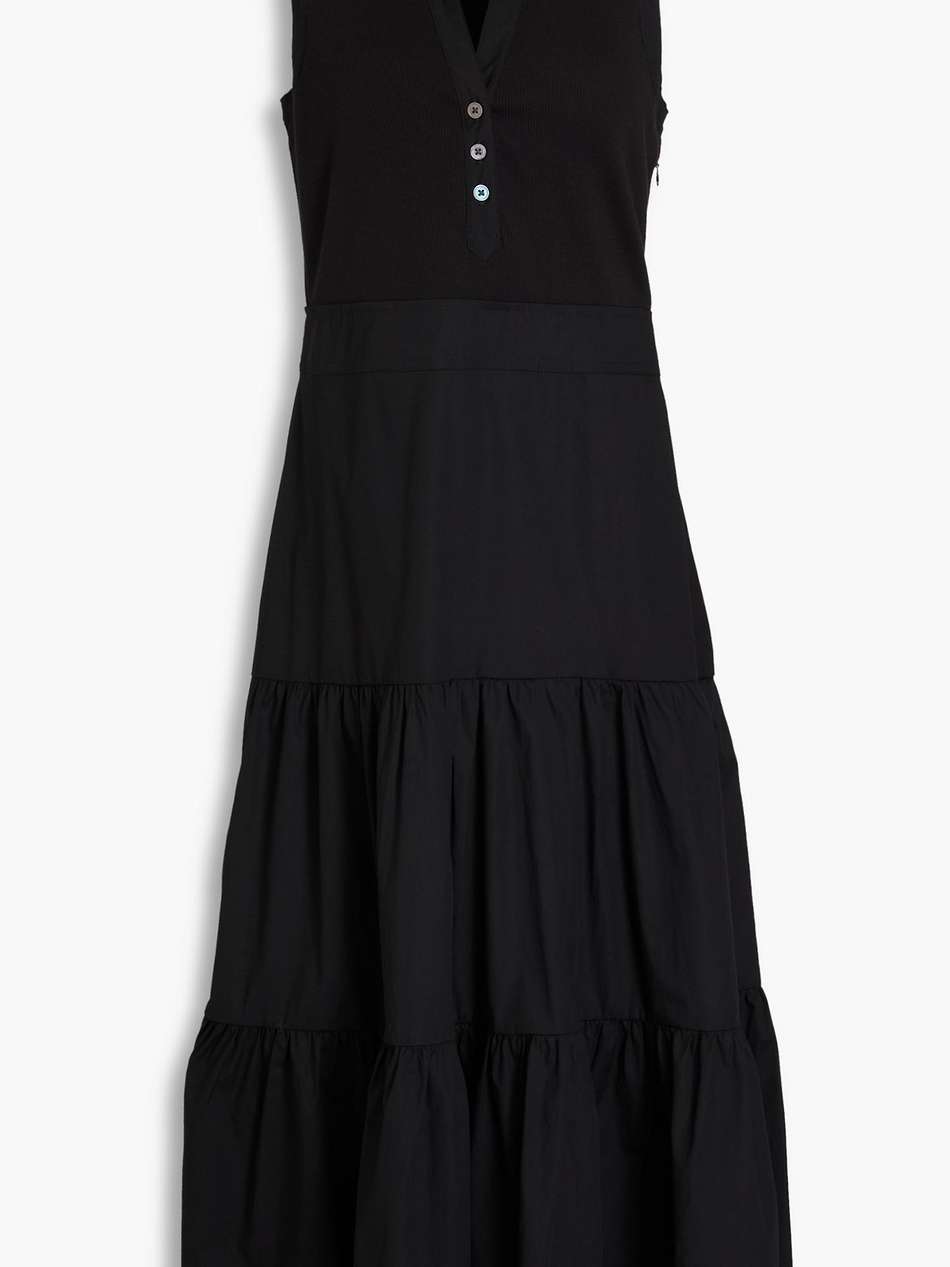 stafford poplin-paneled stretch-pima cotton-jersey midi dress