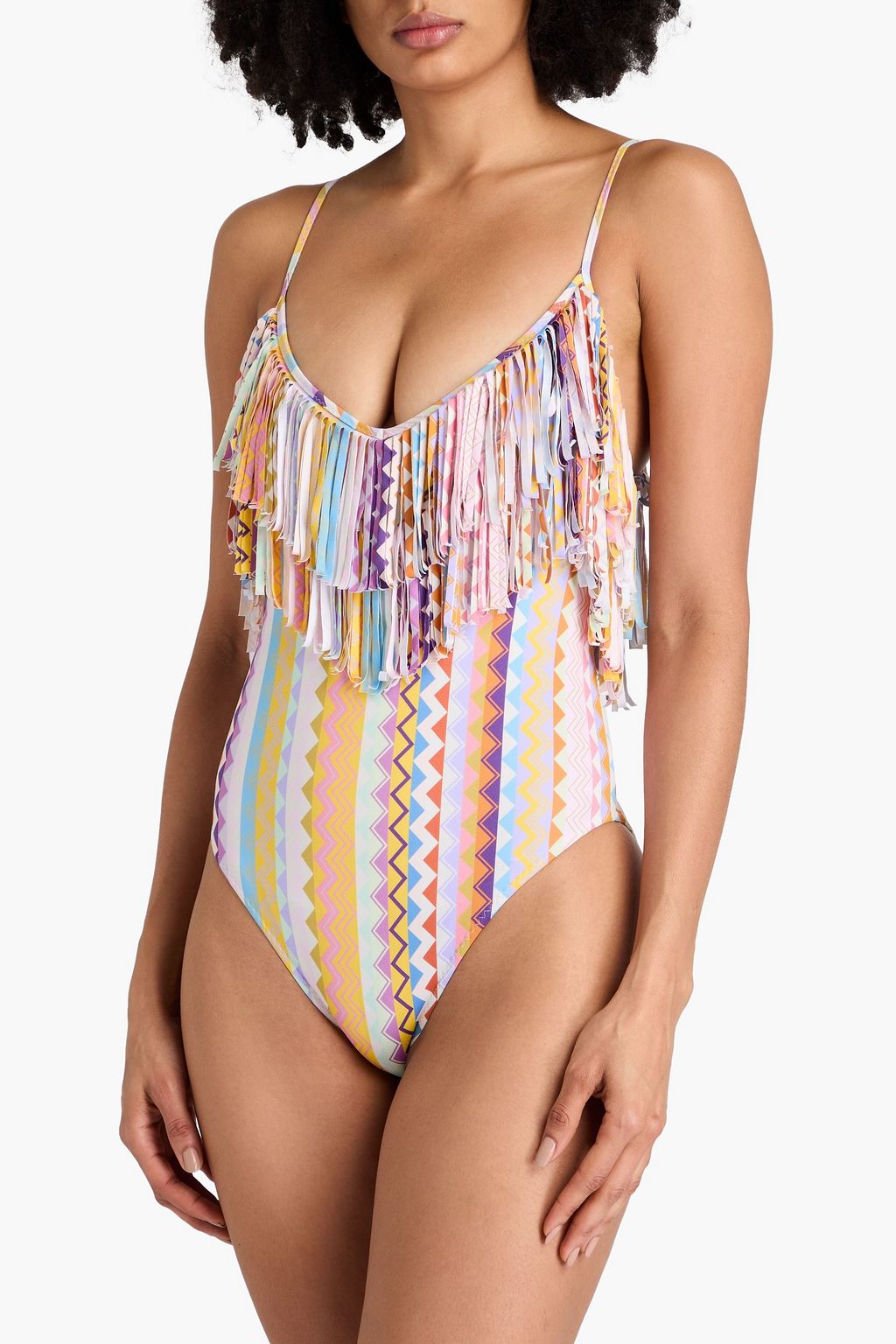 MISSONI Fringed printed swimsuit