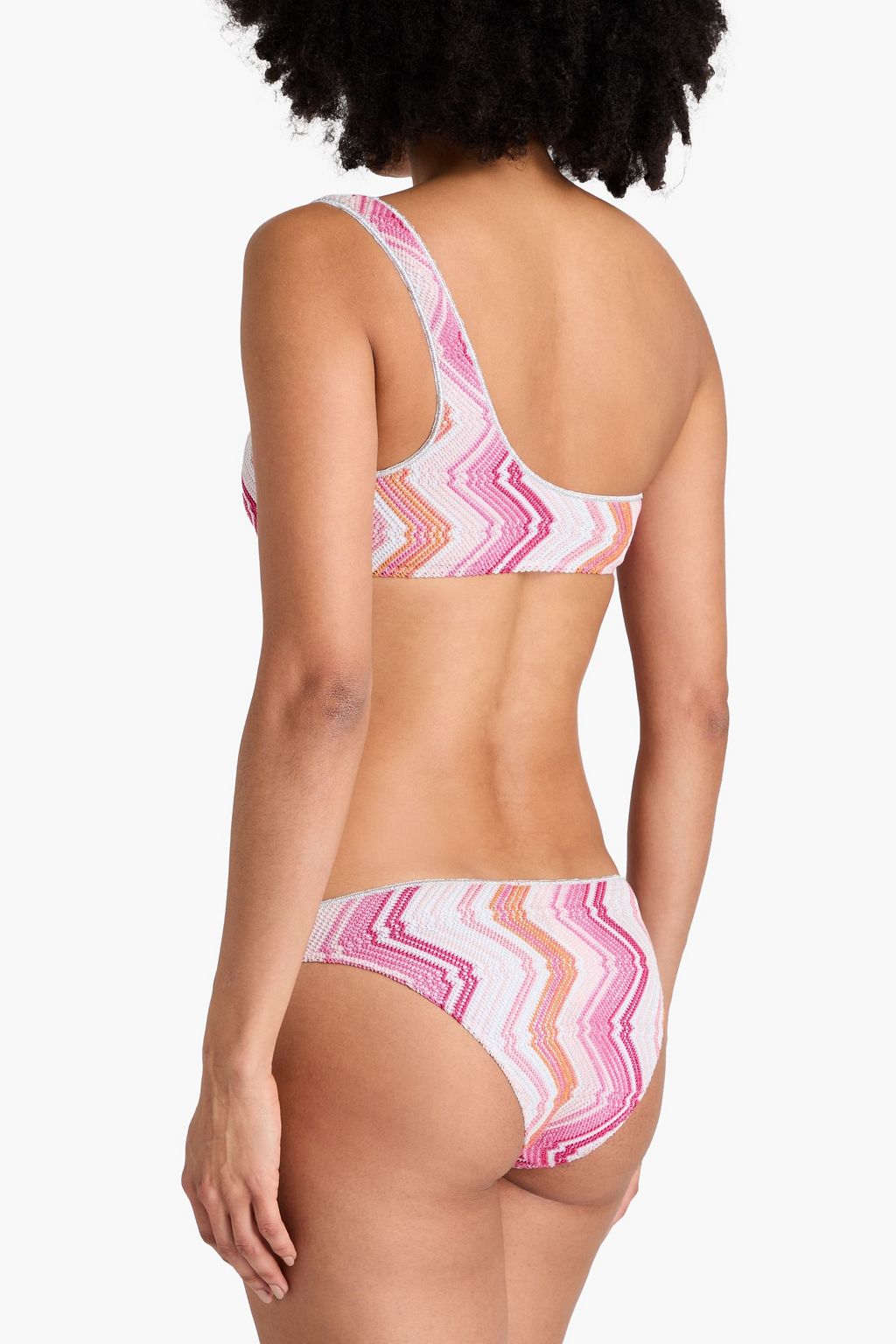 MISSONI بيكيني بكتف واحد من نسيج بحبكة كروشيه بلون معدني