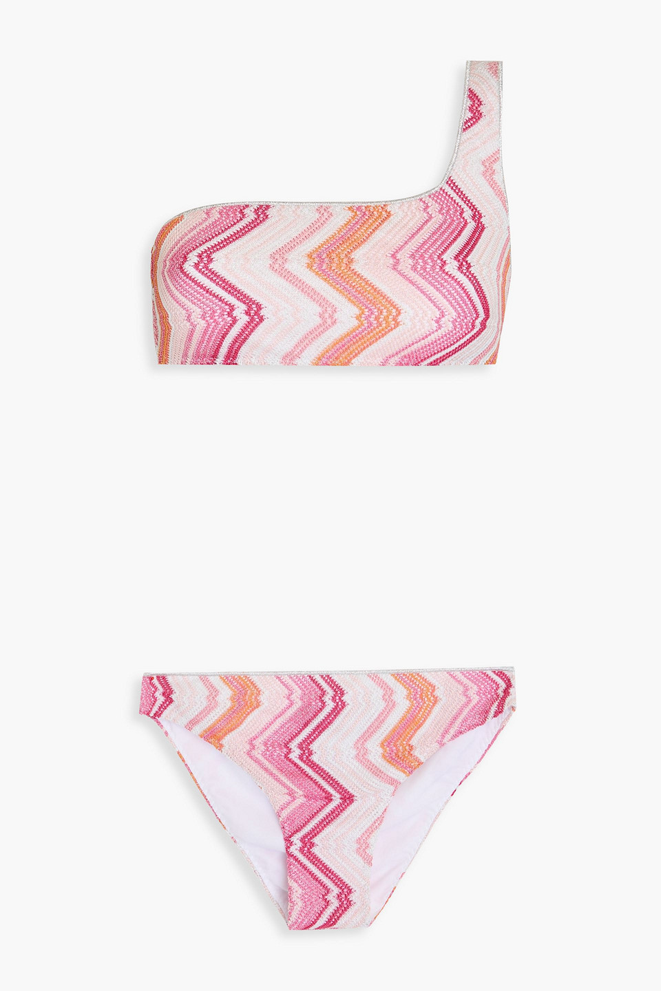 Missoni Printed One-shoulder Bikini In Pink