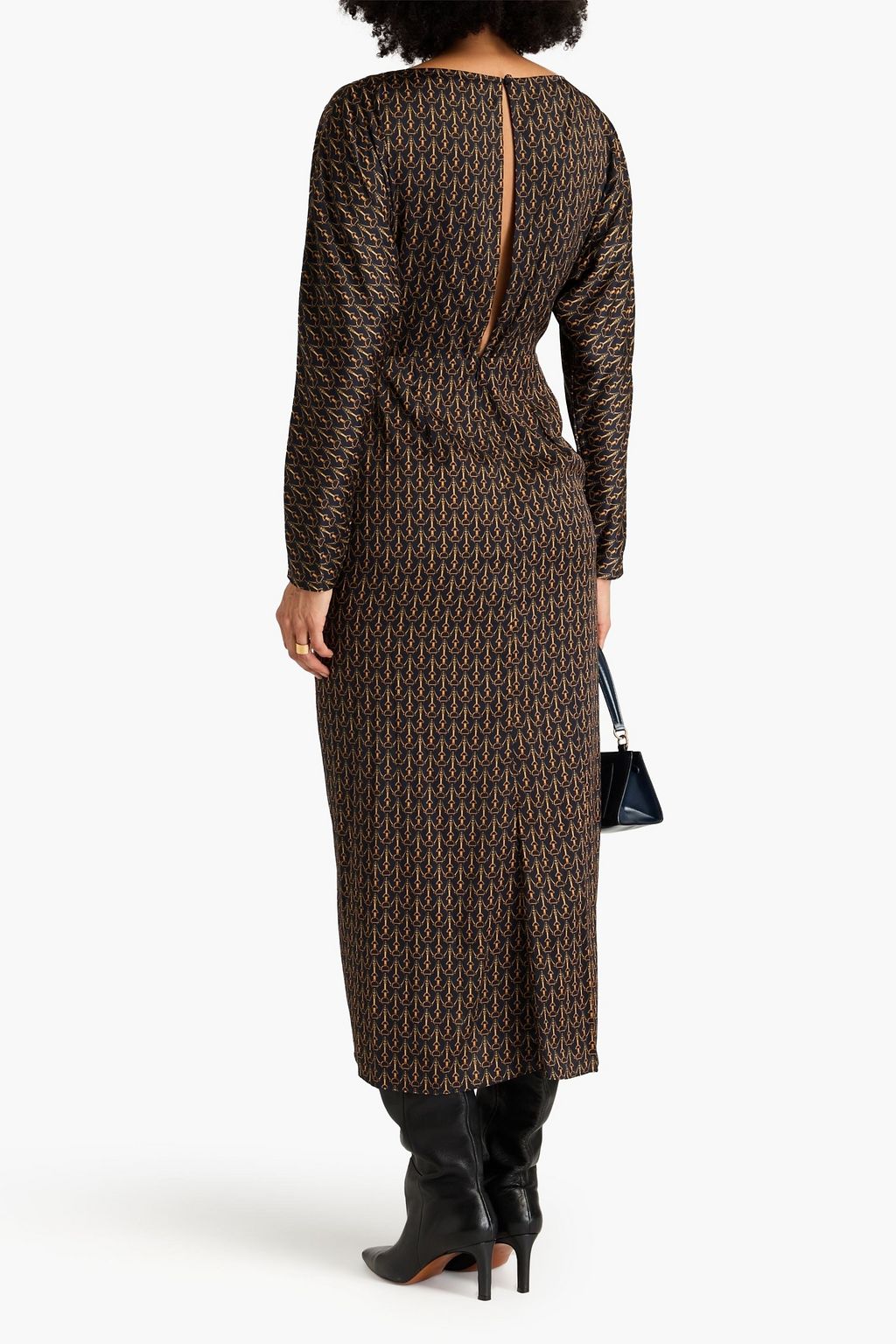 VERONICA BEARD Sabri ruched printed satin midi dress