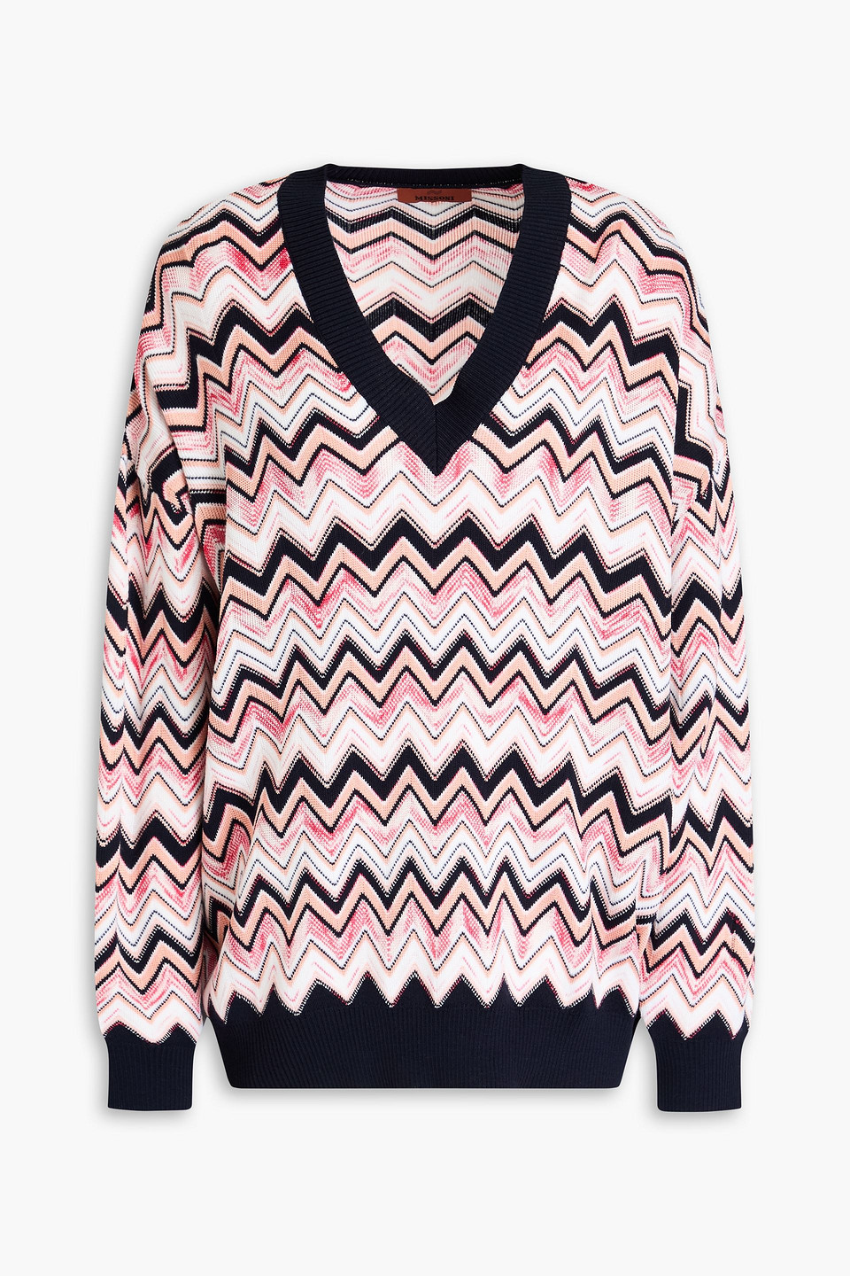 Oversized crochet-knit wool-blend sweater