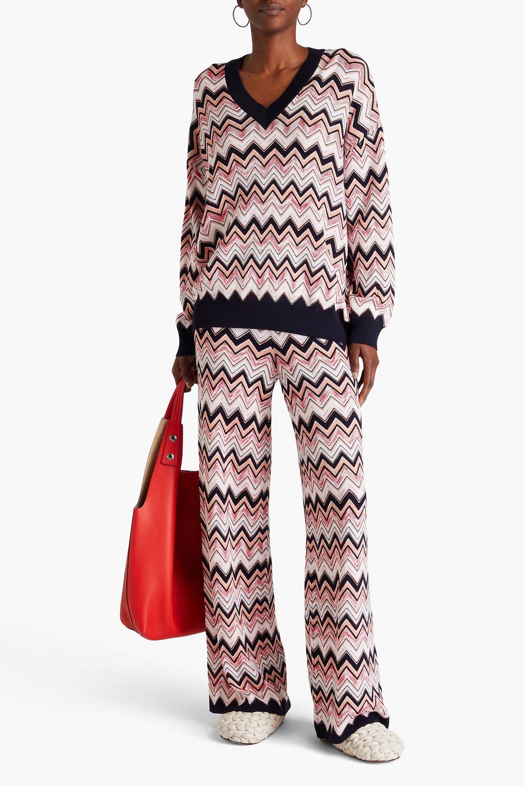 MISSONI كنزة رياضية فضفاضة من مزيج الصوف بحبكة كروشيه