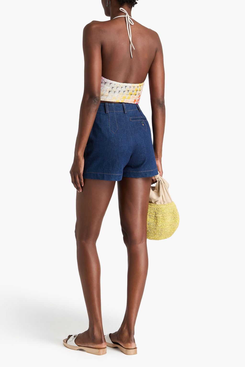MISSONI Cropped crochet-knit halterneck top