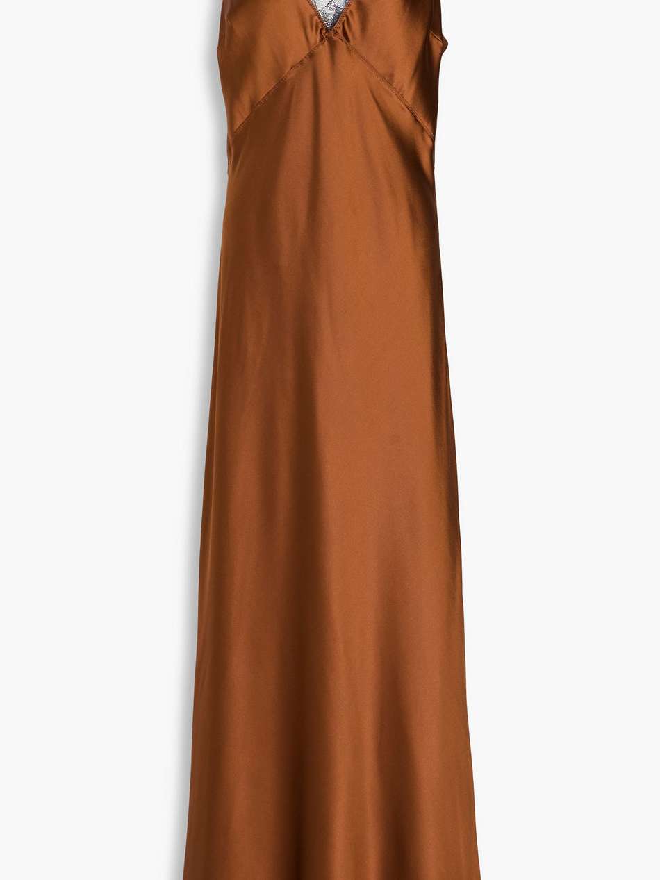 hamina lace-trimmed stretch-silk satin maxi dress