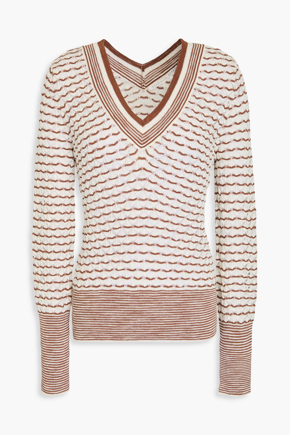 Veronica Beard Crochet-knit Cotton-blend Sweater In Light Brown