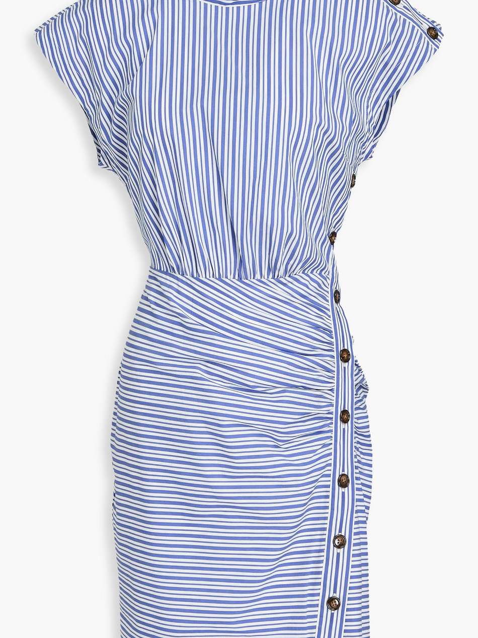 arabel gathered striped cotton-blend poplin dress