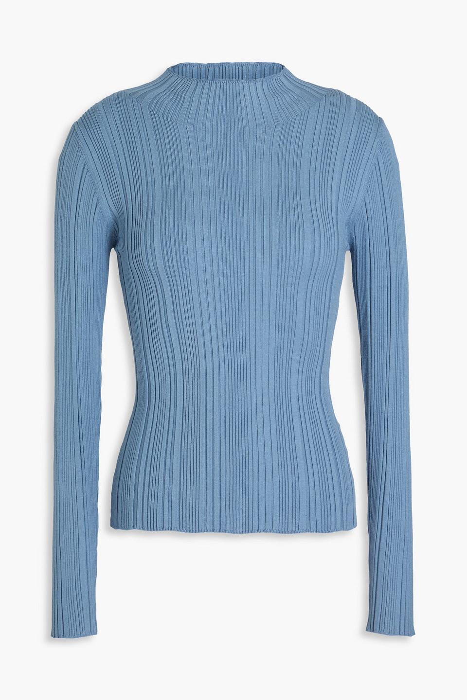 Veronica Beard Vinny Ribbed-knit Turtleneck Jumper In Blue