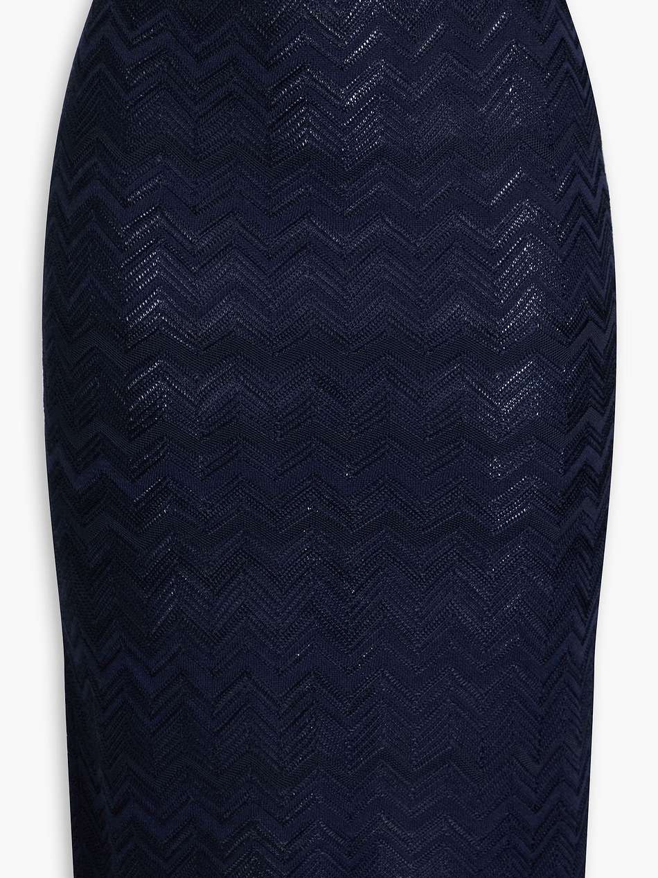 crochet-knit wool-blend pencil skirt