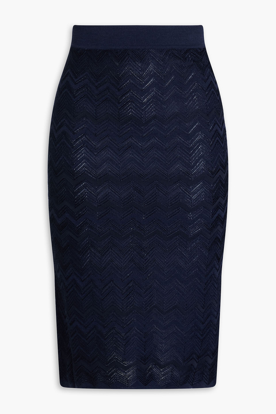 Missoni Midi Skirt In Chevron Wool And Viscose In Midnight Blue