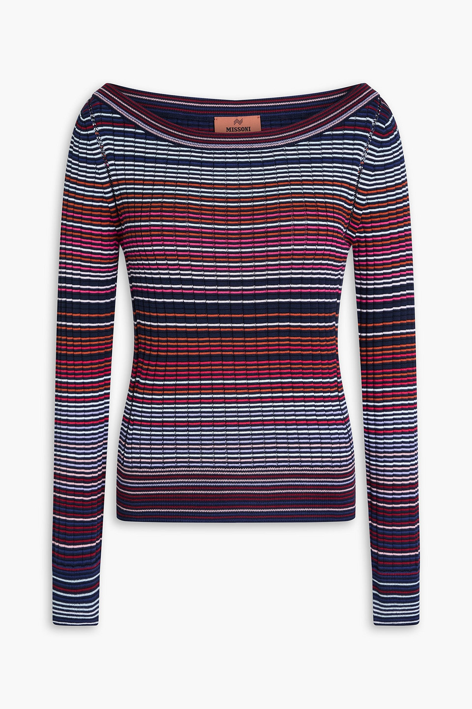 Missoni Gestreiftes Strickoberteil Aus Einer Baumwollmischung In Marineblau