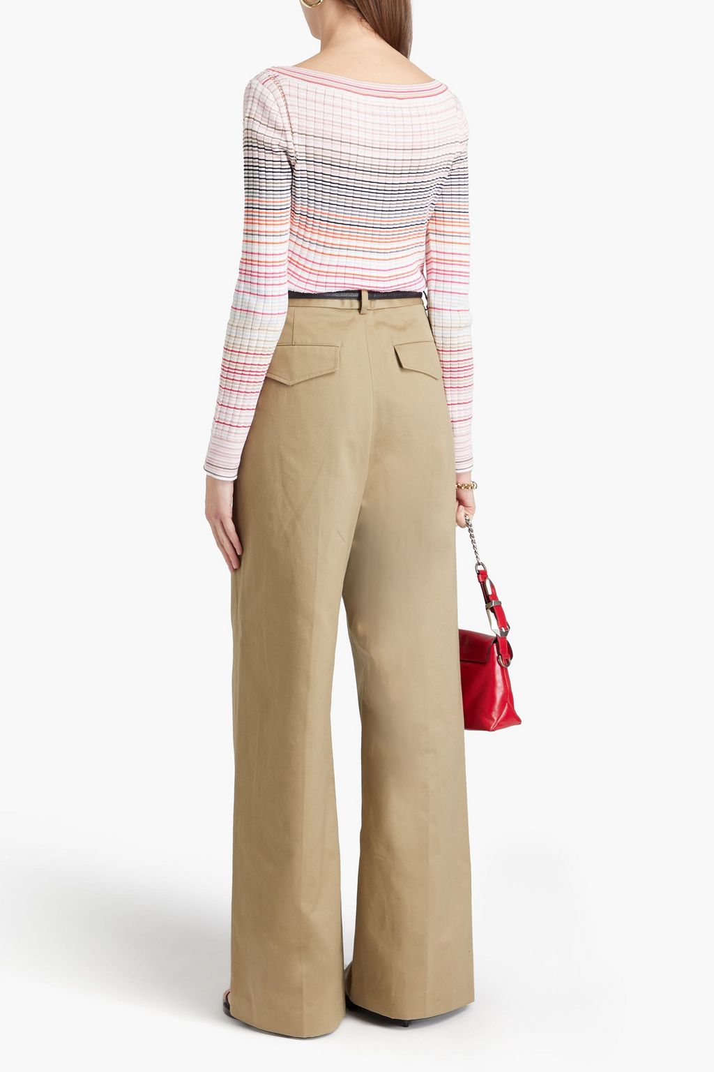 MISSONI كنزة رياضية مخططة من مزيج من القطن والنسيج المحبوك المضلّع