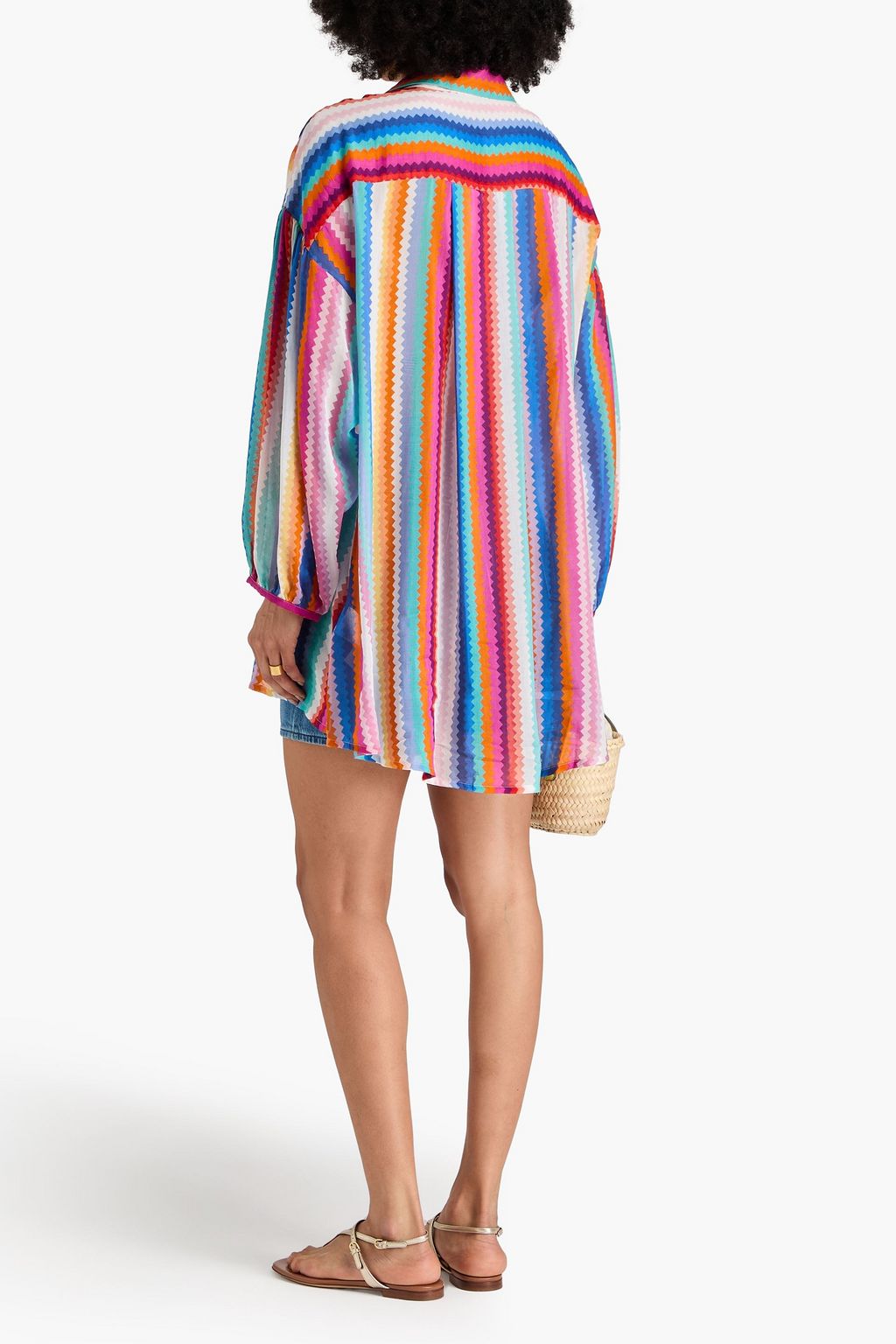 MISSONI رداء بحر مصنوع من القطن ومزيج الحرير ومزين بطبعات