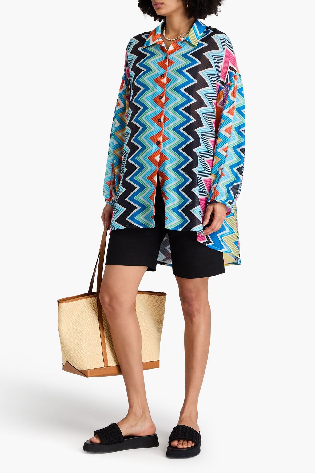 MISSONI قميص من مزيج حرير والقطن مزين بطبعات