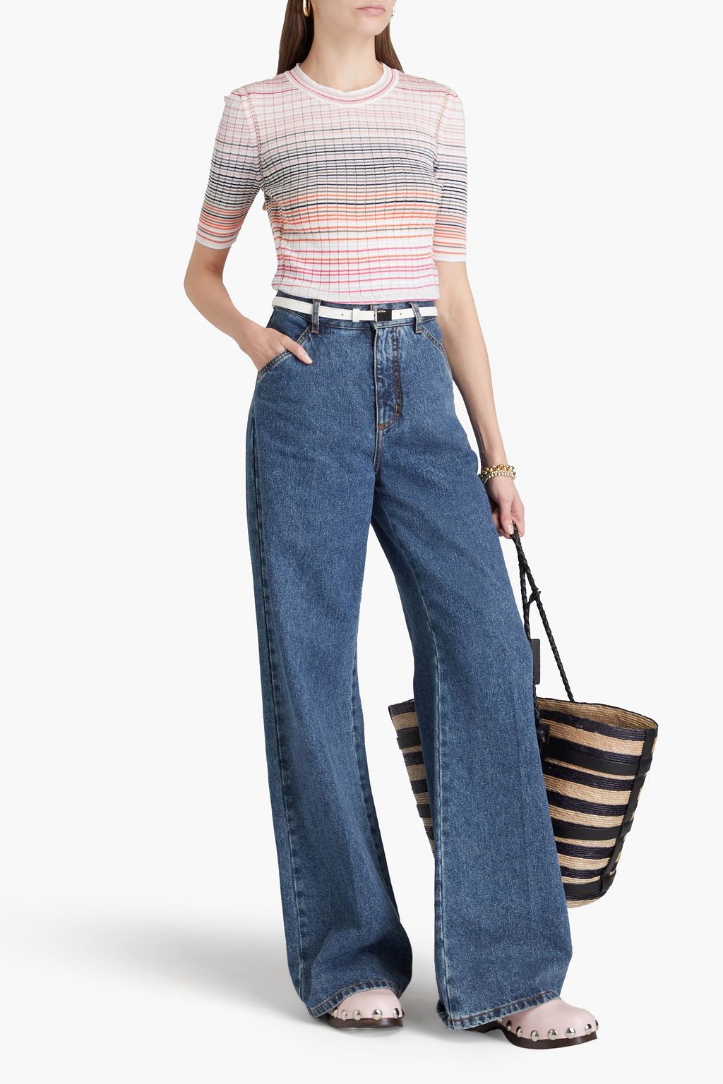 MISSONI بلوزة من مزيج من القطن بتصميم مضلّع ومخطط