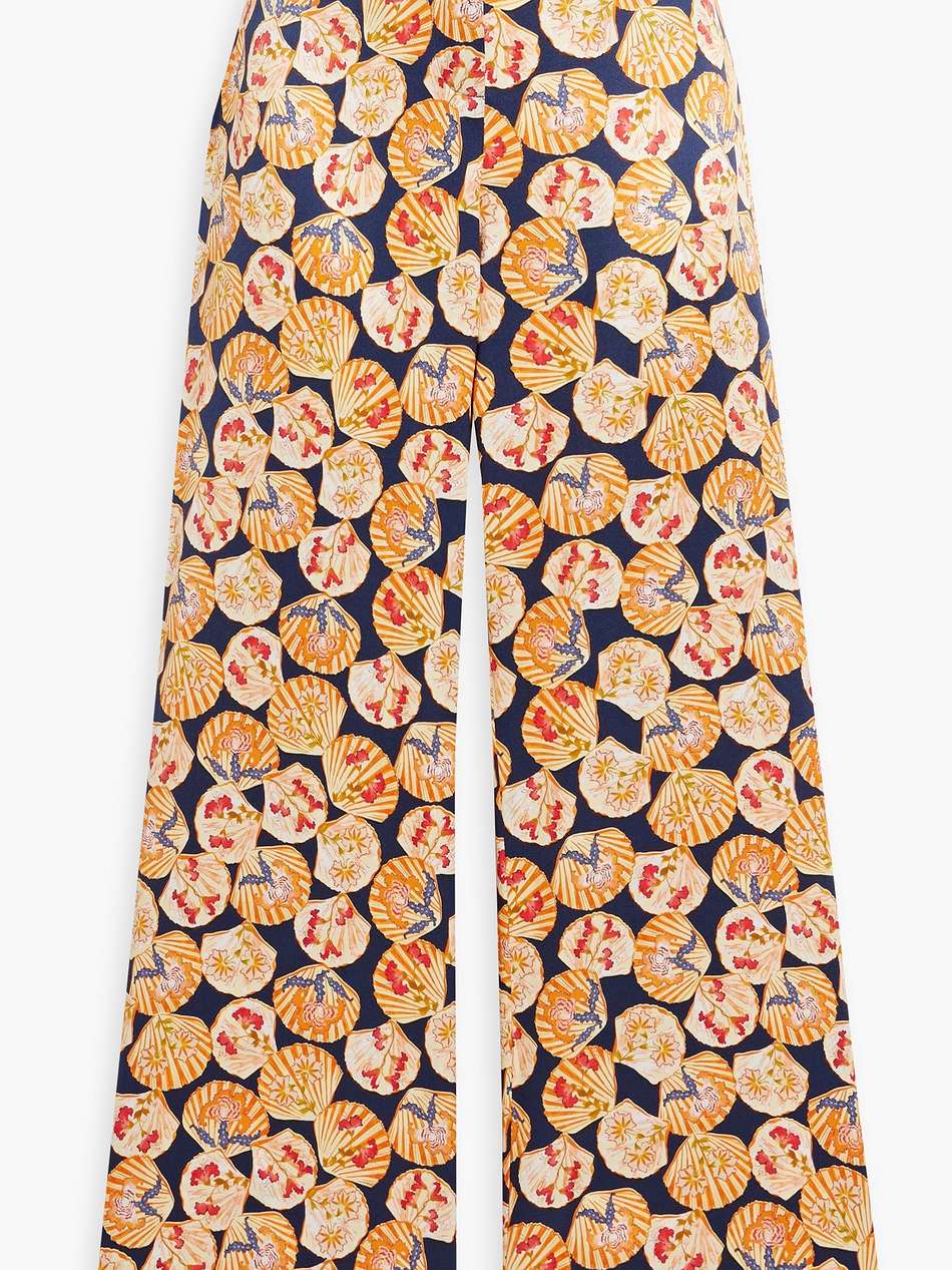 capri flute printed stretch-silk twill kick-flare pants