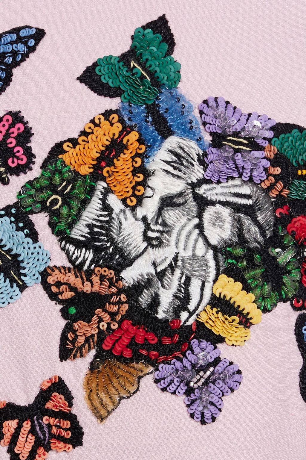 VALENTINO GARAVANI Embroidered wool and silk-blend mini dress