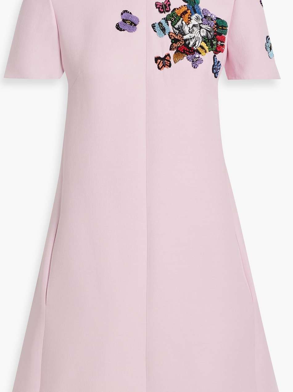 embroidered wool and silk-blend mini dress