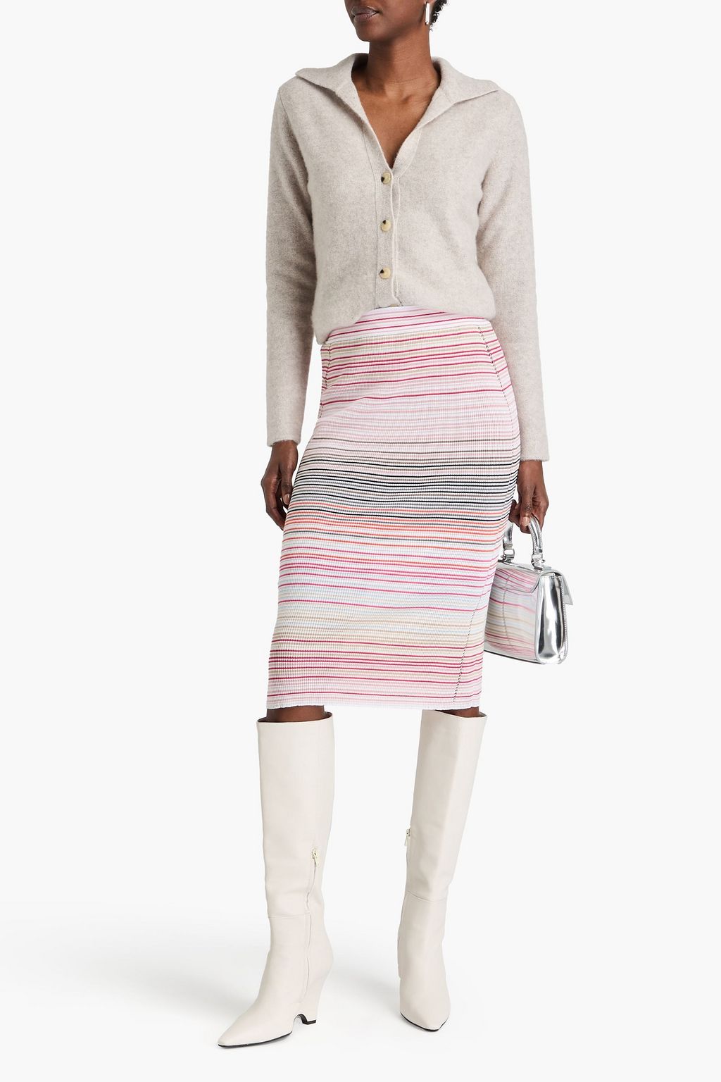 MISSONI تنورة بقصّة مستقيمة مخططة من مزيج من القطن المضلّع