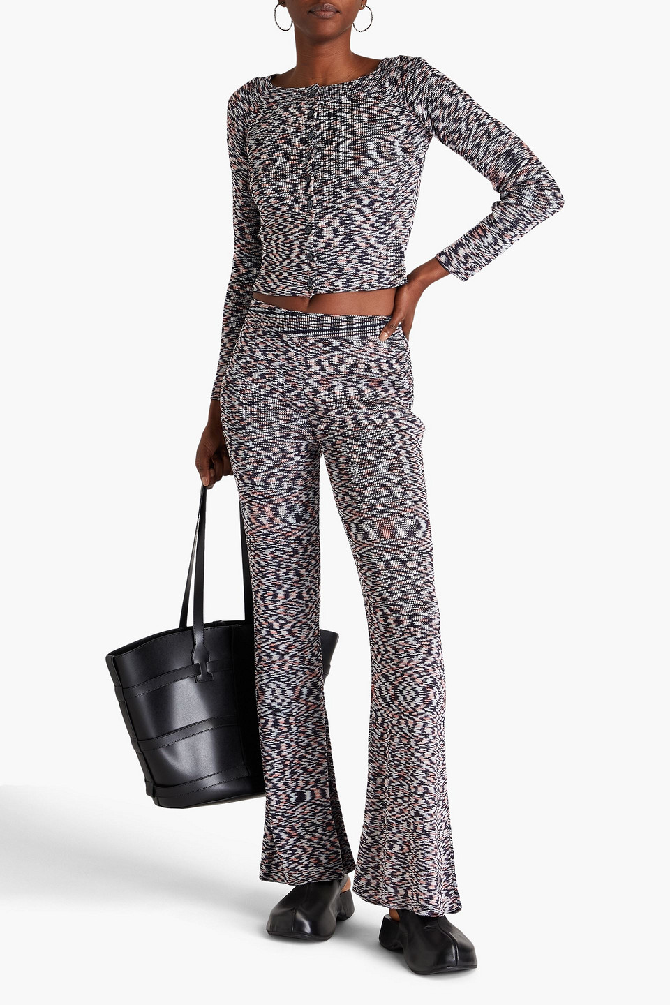 Missoni Cropped Strickcardigan In Space-dye-optik In Nachtblau