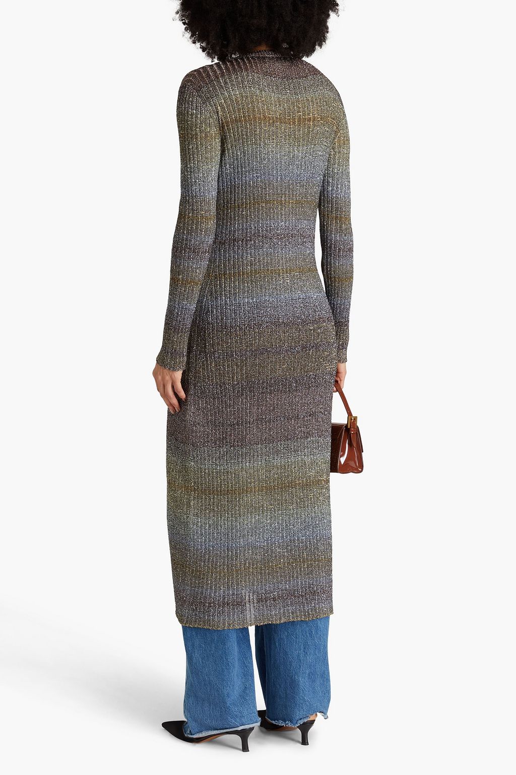 MISSONI كارديغان من نسيج بحبكة كروشيه بلون معدني ومزين بأقراص برّاقة