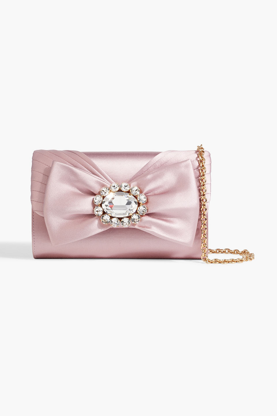Dolce & Gabbana Embellished Satin Clutch In Baby Pink