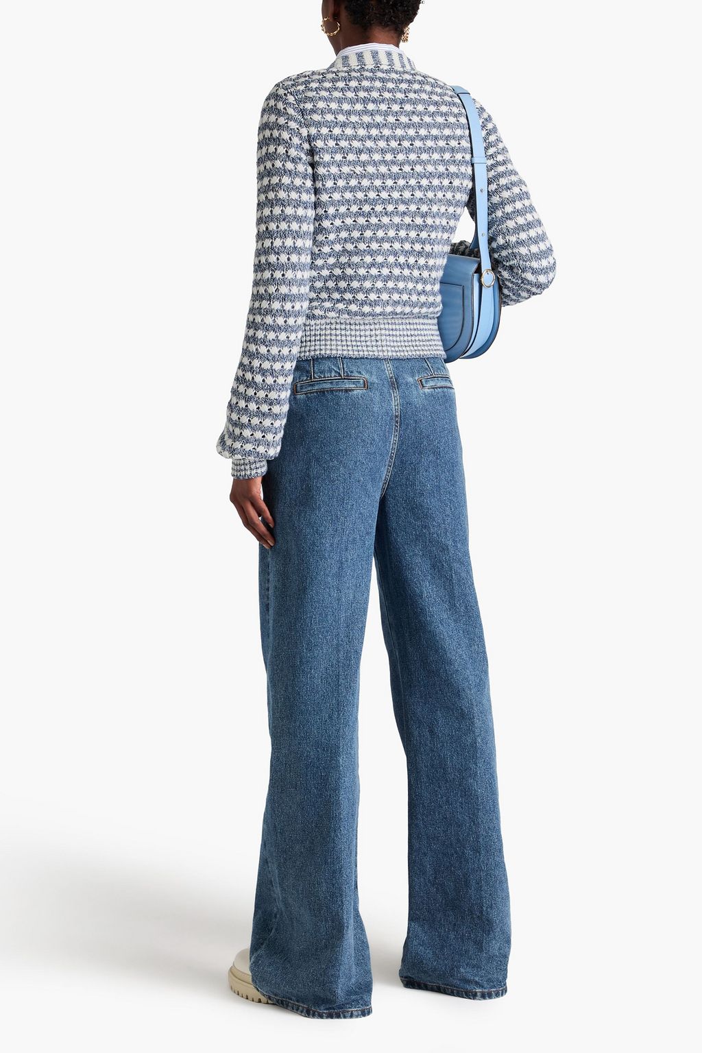 VERONICA BEARD Artura striped open-knit cotton-blend cardigan